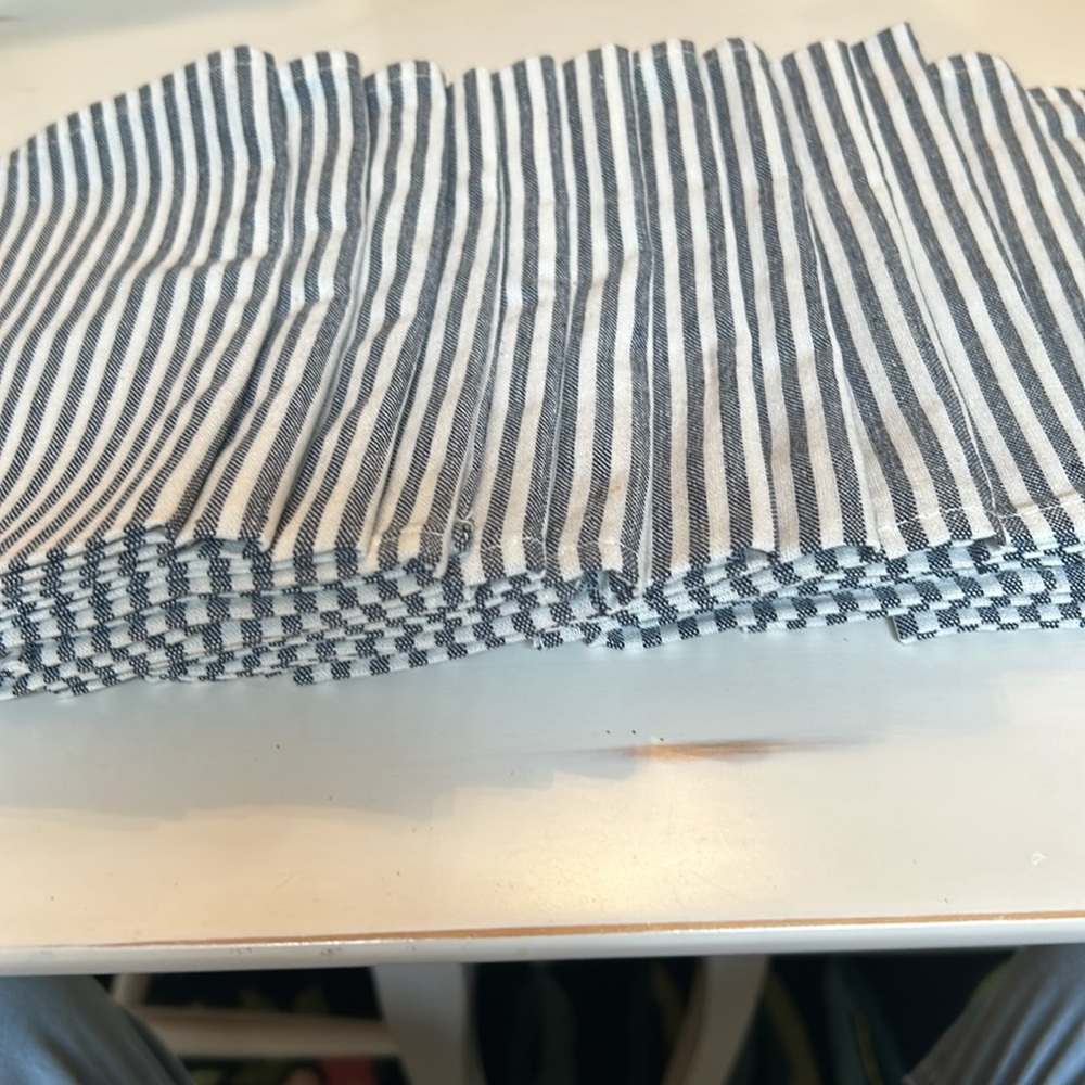 12 gray and white stripe dinner napkins
